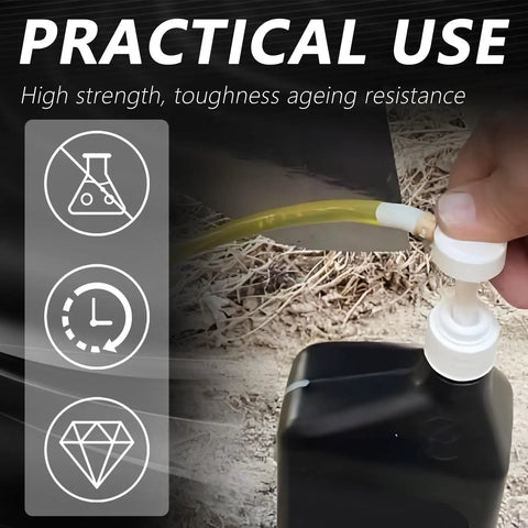 Quart Bottle Fluid Transfer Pump Kit With Three Eighths Inch Swivel And Eight Millimeter Ten Millimeter Adapters in use outdoors