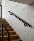 7FT Modern Aluminum Wall Mount Handrail Matte Black Rust Proof Zinc Brackets Heavy Duty Indoor Outdoor Staircase Railing on stairs