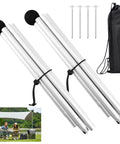 Beach Tent Poles Replacement 6.56 Ft Foldable Aluminum Alloy Tarp Poles With Ground Stakes for camping, 2 pack and carry bag