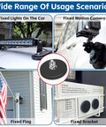 Four-pack rubber-coated neodymium magnets with M6 bolt; anti-scratch base for light bars, cameras, and brackets.