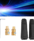 Heavy Duty Black Brass Welding Cable Quick Connectors Two Pack Rubber Shielded Hot Swap Power Plugs with Allen wrench.