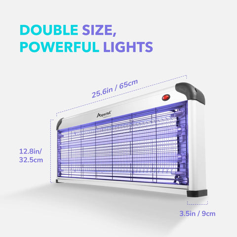 40W Double Bulb Indoor Bug Zapper With Wide Coverage And Powerful UV Light For Mosquitoes Moths Flies Gnats Killer Replaceable Bulbs Protective Mesh For Home Use, side view with dimensions