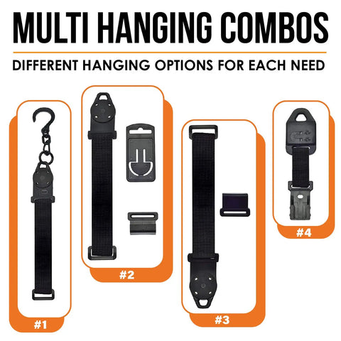 Magnetic Multimeter Hanging Strap Kit With Dual Magnet Loop And Clip, Universal Mount For Testers shown in various configurations.