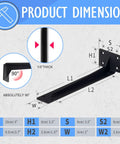 Design diagram of Heavy Duty Corner Shelf Brackets 14 Inch Black Steel One Fifth Inch Thick Max Load 440 Lb Rustic Industrial Right Angle Joint