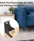 Heavy Duty Black Metal Furniture Legs Set 8 Pcs For Dresser And Cabinet With Screws No Fuss Install and sofa shown