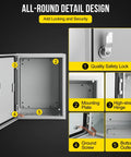 IP66 Waterproof Steel Electrical Enclosure interior with quality safety lock, mounting plate, and ground screw features.