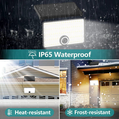 Motion Sensor Outdoor Lights Solar Powered 2000 Lumens With 88 LEDs Waterproof Wall Mount Dusk To Dawn Security