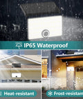 Super Bright Solar Motion Sensor Lights 2000 Lumens 88 LED Waterproof Outdoor Security mounted on garage and house wall