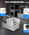 Get Rid Of Grime Now With This Heavy Duty 55L Commercial Stainless Steel Oil Filter Cart For Restaurants showcasing user-friendly design and handles.