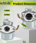 Carburetor Replacement For 591925 698479 693518 698475 Fits Craftsman Tillers And Chippers on display with dimensions