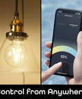 Amber LED Smart Light Bulb Two Pack With WiFi Connectivity app control showing brightness adjustment on smartphone screen