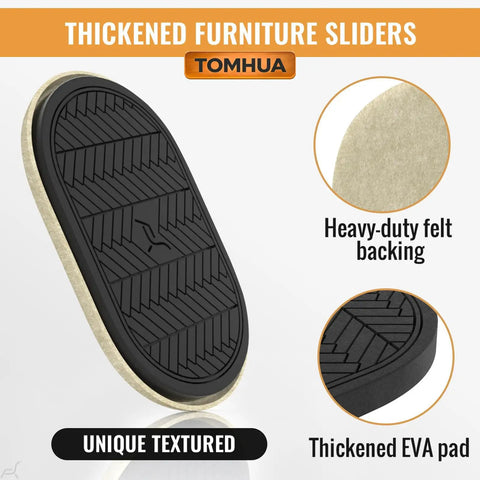 Heavy Duty Furniture Sliders For Hardwood Floors 8 Pack Extra Thick Oval Felt Sliders Measuring 9-1/2 Inch By 5-3/4 Inch Reusable Beige Furniture Movers For Effortless Moving Of Heavy Furniture