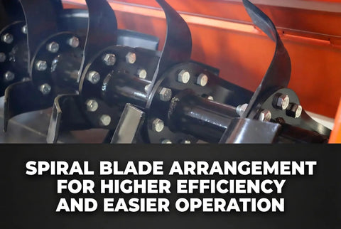 Close-up of 45 Inch Rotary Tiller Attachment Workhorse Heavy Duty for Tractor showing spiral blade arrangement