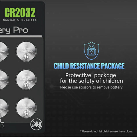 Badass Long Lasting Cr2032 3V Lithium Coin Cell Battery 12 Pack Heavy Duty Power in child-resistant packaging for safety.
