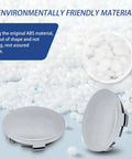 Rock Solid 4 Pack Silver Wheel Center Hub Covers showcasing ABS material beads for durability and eco-friendliness.