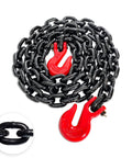 Beefy Half Inch G80 Trailer Tow Chain Ten Foot With Red Clevis Grab Hooks EP Black Finish 12000 LB WLL Logging Chain For Towing