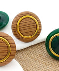 Emerald Imitation Wood Grain Plastic Cabinet Handles Set Of 6 Single Hole Drawer Pulls for various furniture applications