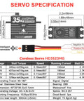 Waterproof and beefy 35kg high torque coreless servo with metal gear in durable aluminum shell for RC cars crawlers trucks and buggies digital servo with 180 degree sweep all terrain ready heat dissipation and long life specifications
