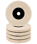 Heavy Duty 3 Inch Wool Felt Polishing Pads For Angle Grinders, pack of 5, ideal for rust removal and high-gloss finishing.