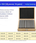 Pro Level Alloy Steel Parallel Gauge Block Set 28 Pieces Precision CNC Milling Setup Pads in wooden box display with sizes.