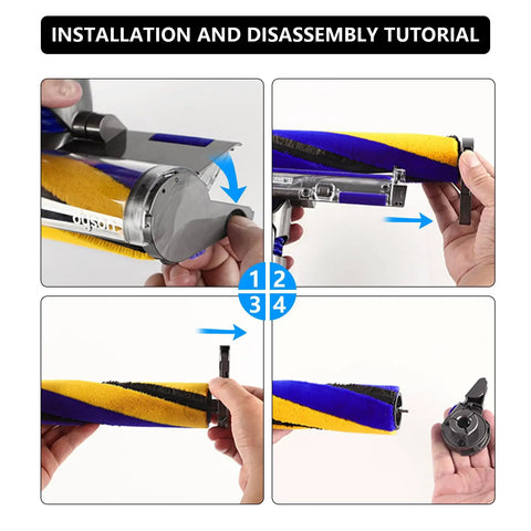 Installation guide for Replacement Soft Roller Brush For Slim Vacuum Cleaners Like Gen5 V15s Detect Slim, step-by-step tutorial