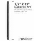 Half Inch Black Pipe Nipple Kit 12 Inch Length Six Pack For DIY Industrial Pipe Decor And Vintage Furniture Builds Malleable Cast Iron Nipples That Fit Standard Half Inch Black Threaded Pipes And Fittings