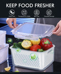 Four Pack Large Fridge Storage Containers with Leakproof Lids and Removable Colander BPA Free 3.15 Liter for Meal Prep
