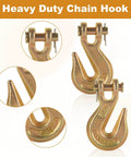 Eight Piece Three Eighths Inch Clevis Grab Hooks Set G70 Heavy Duty Forged Steel Trailer Safety Chain Hooks 7500 Lbs Capacity