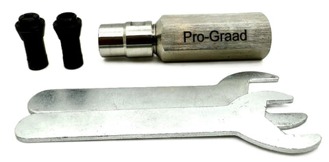 Game Change Heavy Duty Extended Reach Flapper Adapter For 5/8 Inch 11 Thread Angle Grinders, includes collets and wrenches.