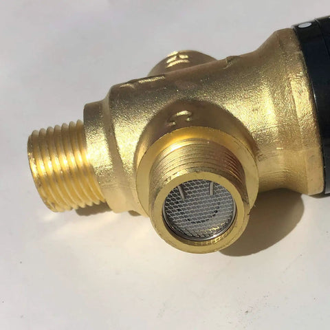 Close-up of Thermostatic Mixing Valve With One Half NPT Male Connections Water Temperature Controller Valve Solid Brass Body Built Tough