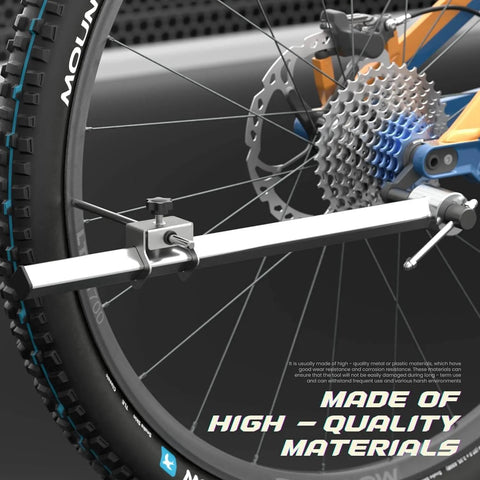 Derailleur Hanger Alignment Tool For 20 To 29 Inch Wheels No Fuss Realignment Gauge For Rear Derailleur installed on a bike wheel