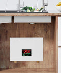 Experience Straight Hot Water Fast With Rock Solid 3000W Electric Heater under sink with digital display showing 25°C temperature.