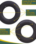 Image showing Heavy Duty Rubber Tire Swing Seat With Adjustable Coated Chains For Outdoor Swing Sets 3 Chain Suspension Easy Install Backyard Playground Accessory Durable Safe Kid Friendly For The Whole Crew, featuring pre-drilled mounting and drainage holes.