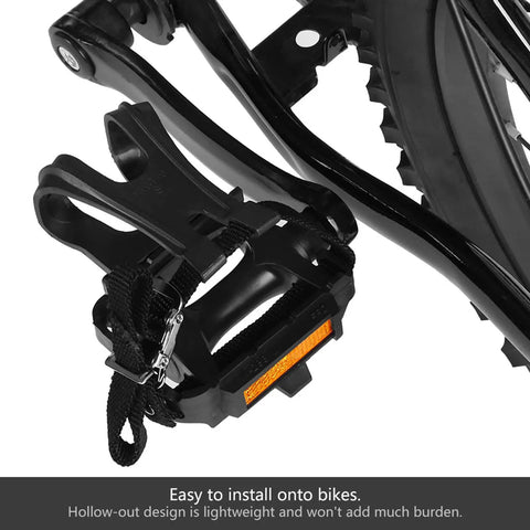 Durable Nylon Bicycle Pedals With Integrated Toe Clips And Straps For Spin Bikes And Kids Bikes Training Pedals With Non Slip Cages