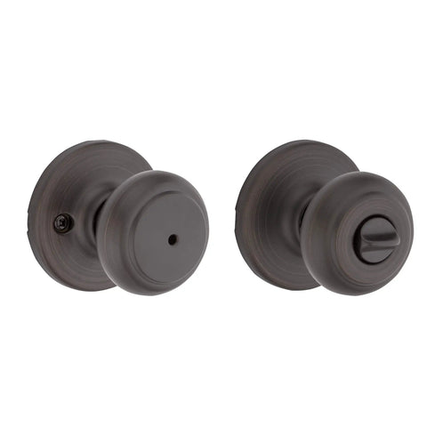 Interior Privacy Door Knob With Lock For Bathroom And Bedroom In Venetian Bronze Finish No Brainer DIY Install With Turn Button Lock