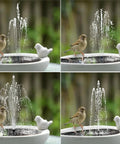 3 Tier Solar Bird Bath Fountain Pump With Soaring Waterfall Feature For Birdbath And Backyard Pond Outdoor Decor Easy To Install Low Maintenance And Solar Powered 2.5W with bird perched on edge