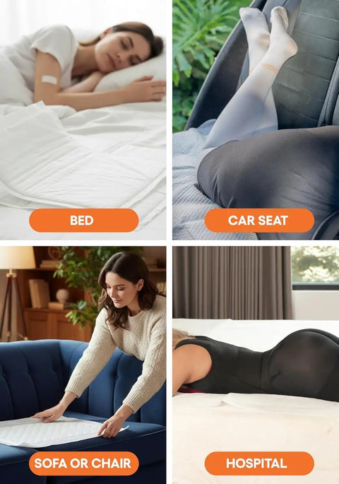 Serious Absorption Handles Every Mess, Waterproof Adult Bed Pads For Post Op Healing And Bbl Aftercare, Extra Large Chucks Shield Furniture, 24 By 35 Inches With Forty Disposable Quilted Layers, used on bed, car seat, sofa, and hospital.