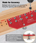 All-In-One Shelf Pin Drilling Jig With 11 Holes, Aluminum Alloy Self-Contained Clamp, includes drill bits and clamp in use