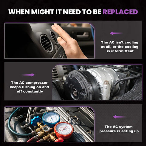 Signs indicating replacement of Plug And Play AC Compressor Solenoid Valve For VW Audi 2006 2015 With Sanden PXE16 PXE14