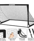 Backyard Kids Soccer Goal Set Two 6x4 Ft Portable Soccer Nets with 450D Oxford fabric, 10mm fiberglass poles, and metal L brackets