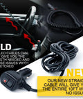 Hella Durable 14 Mode Led Warning Beacon With Badass Magnetic Mount For Forklift Construction Trucks and Farm Equipment White Amber Strobe Light showing comparison of coiled and straight cable lengths.