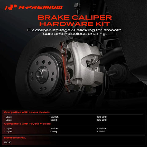 Premium Front Side Disc Brake Hardware Kit For Toyota Camry Avalon And Lexus Es300h Es350 Reliable Auto Parts To Spice Up Your Ride Today. Silver brake caliper hardware kit on front wheel