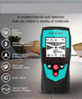 Handheld Workhorse Wall Scanner Combined With Precision Metal Detector Featuring High Contrast LCD Screen showing metal detection features.