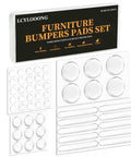 Straight Up Clear Cabinet Door Bumpers With Self Adhesive Silicone Rubber Furniture Pads For Fridge And Appliances Dead Nuts Quiet Glide Scratch Resistant Pad Set in a pack with round and oval shapes.