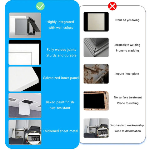8x8 Heavy Gauge Aluminum Ceiling Access Panel With Smooth White Removable Drywall Cover For Rad Home Reno And Quick Maintenance Fixups Without Any Stress Or Drama features detailed comparison with benefits and flaws.
