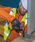 Worker using Impact Socket Set For One Half Inch Drive Metric 12 Point Deep Sockets Self Adjusting Between Sizes Four Sockets Cover 32 X