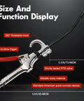 Pro Grade High Volume Air Blow Gun With Aluminum Guard for quick dust blow off and debris cleanup, showing size and features.