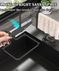 No Fuss Kitchen Sink Strainer With Heavy Duty Filter Mesh Bag And Grip Tight Suction Cup Quick Fold Design, folding design catching scraps.