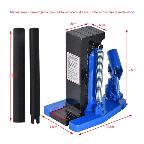 Heavy Duty Claw Type Hydraulic Jack 5 Ton Manual Hoist With Iron Grip Hook And 110 Mm Stroke, showing measurements and details.