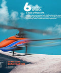 4 Channel RC Helicopter K127 With 6 Axis Gyro flying against a mountain backdrop, displaying stability with altitude hold features.